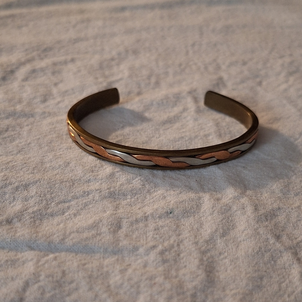 Mixed Metals Thin Cuff Bracelet - image 1